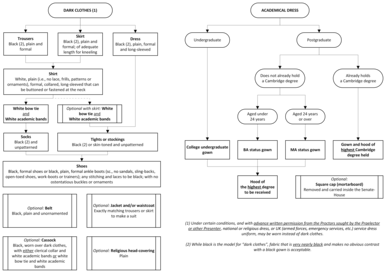 Flow chart showing graduation dress options